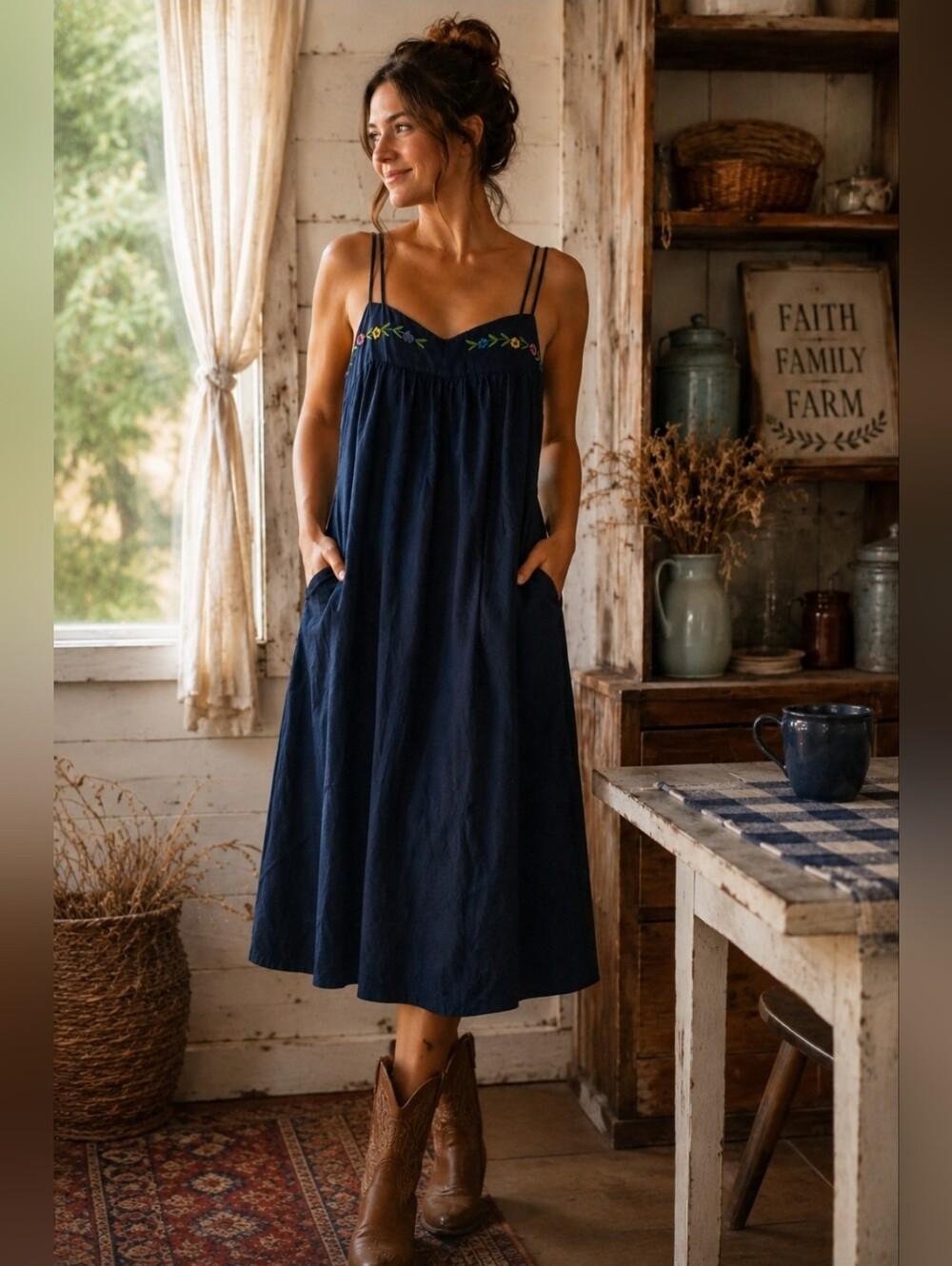 Denim Jean Like Midi Dress